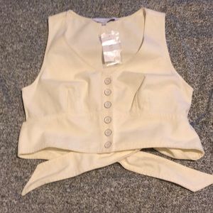 INTERMIX IVORY COTTON TWILL VEST